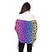 Neon Rainbow Colored Leopard Womens Scarf, Fashion Long Shawls Grid Wraps Winter Warm Lattice Large Scarves