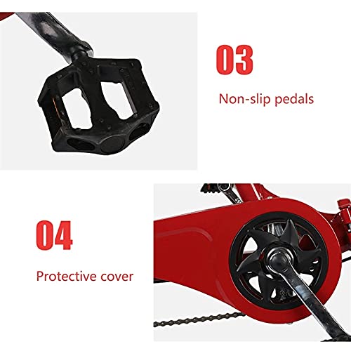 Faltbares Mini-Dreirad für Erwachsene, 16 Zoll, 3 Räder, Heimtrainer, dreirädriges Fahrrad, Kreuzfahrt-Trike mit Einkaufskorb für Senioren, Frauen, Männer, rot, Last 180 kg, Dreirad – Bild 8