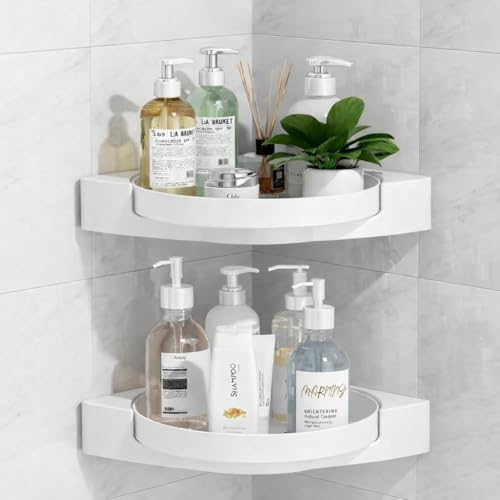360° Rotating Bathroom Corner Shelf | Wall Mounted Shower Organiz...