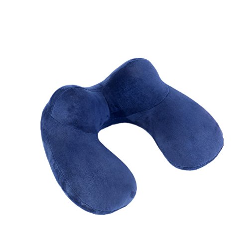 Preisvergleich Produktbild Reisekissen Aufblasbar Tragbare Aufblasbares U-förmiges Nackenkissen Reisekissen Kissen Automatisch Bequem für bequemen Schlaf im Flugzeug Auto oder Zug - Blau