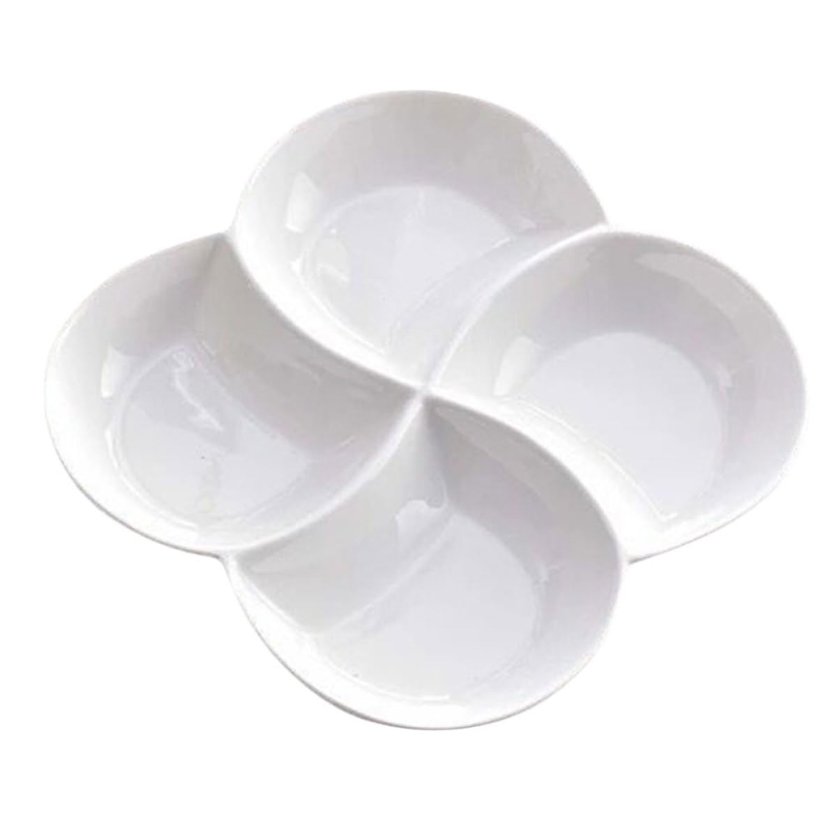SEWACC Assiette Alimentaire Céramique 22x22x3 Cm à 4 Compartiments, Plateau-Repas Compartimenté, Empilable, pour Déjeuner et Présentation, Service Pratique et Gain de Place