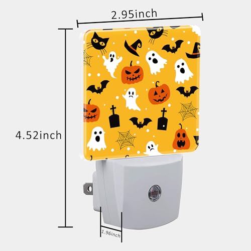 Image of Halloween Pumpkin Bat Black Cat and Ghost Night Light for Kids, LED Night Light Plug into Wall with Dusk to Dawn Sensor for Girls Boys Room Decor, Hallway, Kitchen, Bathroom, Nursery, Stairs
