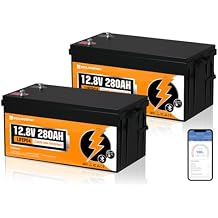 ECO-WORTHY 12V 280Ah 2 Pack LiFePO4 Lithium Battery with Bluetooth, Low Temp Protection, Built-in 200A BMS, 3584Wh Energy. Perfect for Off-Grid, RV, Solar System, Camper, Travel Trailer, Backup System