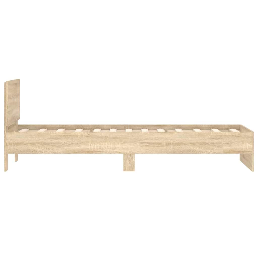 vidaXL Cama con Cabecero 90x200 cm Madera de Ingeniería Roble Sonoma
