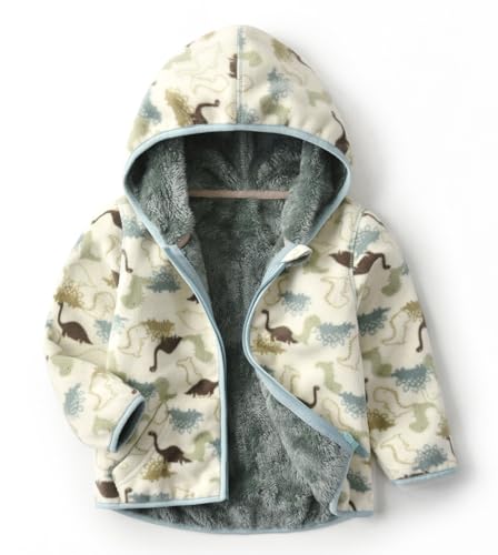Toddler Boys Polar Fleece Hoodies Jacket with Pocket Cute Dinosaur Sweatshirt Outerwear Clothes Outfit Coat