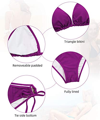 Image of Century Star Women Cute String Triangle Bikini Sets - Swimsuits Two-Piece Tie Side Adjustable Ties Halter Bathing Suit