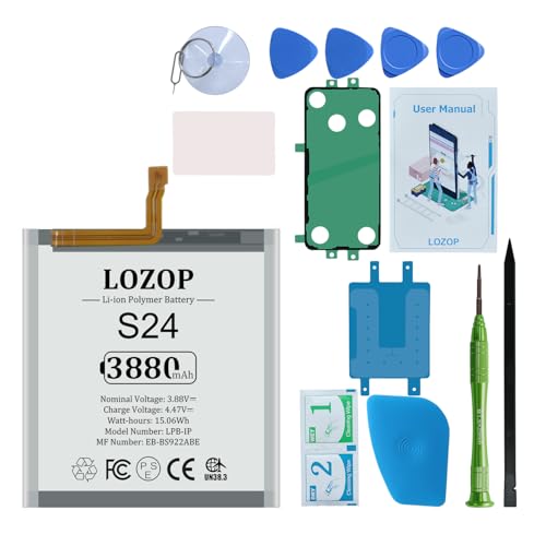 LOZOP for S24 5G Battery Replacement Kits for Samsung Galaxy S24 5G SM-G921U/U1/N/B/W and Other All G921 Models with Repair Tools Kit and User Manual
