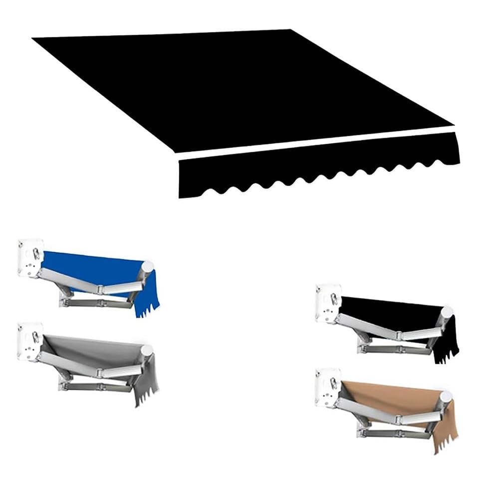 Redexi Black Retractable Sun Shade Shelter Replacement Fabric, Waterproof Replacement Fabric Top Cover For Awnings, Patio Awning Replacement Canopy Cover(,6.6X5ft/200X150cm)