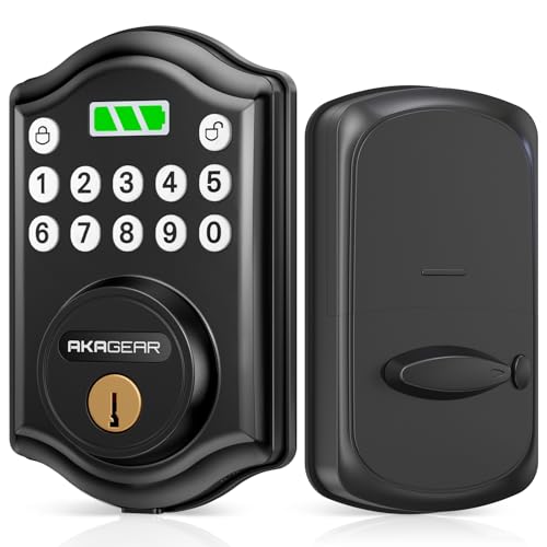 Image of AkaGear Keyless Entry Door Lock with Keypad - Smart Deadbolt for Front Door with 2 Keys - Auto Lock - Easy Installation - DS10 Mini (Matte Black)