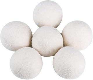 Wisafory 6 bolas de secado de lana, bolas de secado, bolas de fieltro, para secadora, bolas de lavado, reutilizables, bolas de tenis, para lavar, bolas de secador, color blanco, 7,5 cm