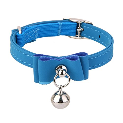 Image of Adjustable Pet Kitten Cat Safety Collar Bell Buckle Neck (Blue), Velvet, (Pack Of 1),27 Cm