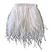 Sowder Ostrich Feathers Trims Fringe with Satin Ribbon Tape Dress Sewing Crafts Costumes Decoration Pack of 2 Yards(White)