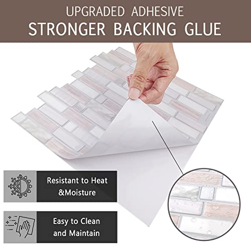 Vamos Tile 12" X 12" Peel And Stick Self Adhesive Kitchen Backsplash, Stick On Tile Backsplash For Kitchen & Bathroom (Wood Grain Pink) #TOP3