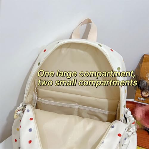 Colorful Polka Dot Backpack with Embroidered Dog Design - Waterproof Nylon Material and Transparent Layer (Scarf Puppy)3