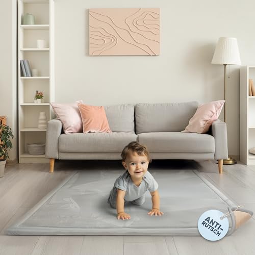 BabybeFun Krabbelmatte Baby - kuschelig weich - 3cm Dicke Spielmatte -...