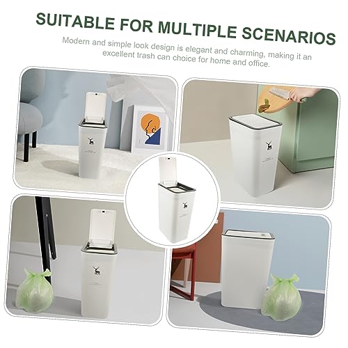 Caneca de basura rectangular con tapa de prensa blanco miniatura 7