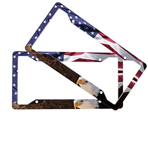 Eagle American Flag License Plate Frames, 2 Pack July 4Th Independence Day License Plate Covers Decorative Car Tag Frame Holder Car Accessories For Girl Women Men Vehicles #TOP2