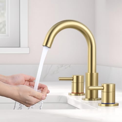 Kzh KZH-WBF-006G-XS Bathroom Faucet For Sink 3 Hole 8 Inch Spread Brushed Gold thumb #5