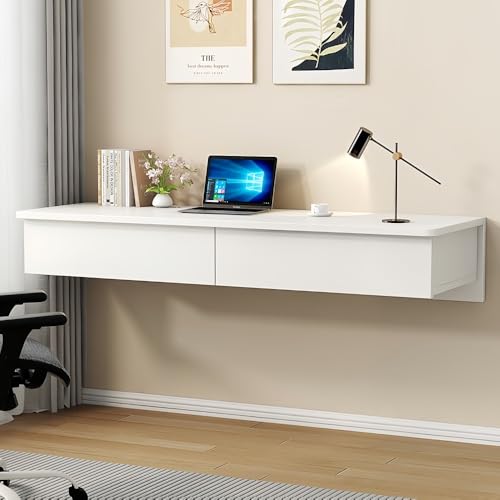 Floating Writing Desk for Bedroom, Hanging Vanity Table with Drawers,