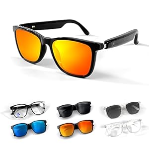 Intelligente Audio Sonnenbrille für Herren Damen mit Mikrofon Lautsprecher Wireless Bluetooth Smart Sun Glasses Polarisierten Brillengläsern Audiofunktion mit Kopfhörer Lautsprecher Open Ear Headphone