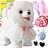 Marsjoy Juguete de Felpa Interactivo Samoyed Dog que Canta y Camina, Repite lo que Dices, Realista Lamiendo la Lengua,...