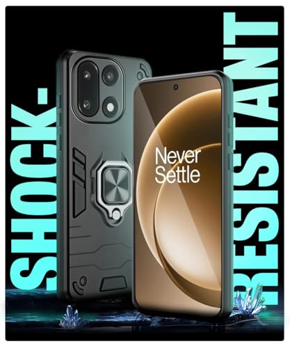 Image of WOW IMAGINE Shock Proof Back Case Mobile Cover for 1+ OnePlus 15 5G | Back Cover Case (Tough Armor | Hybrid PC + TPU | Ring Holder & in-Built Kickstand | Black)