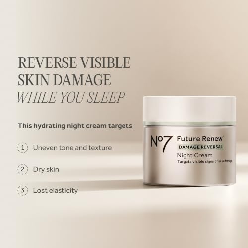 No7 Future Renew Damage Reversal Night Cream - Anti Aging Face Moisturizer - Infused with Peptide Technology to Reverse Visible Signs of Damage - Skin Barrier Repair for Dry Skin (1.69 Oz) - Image 3
