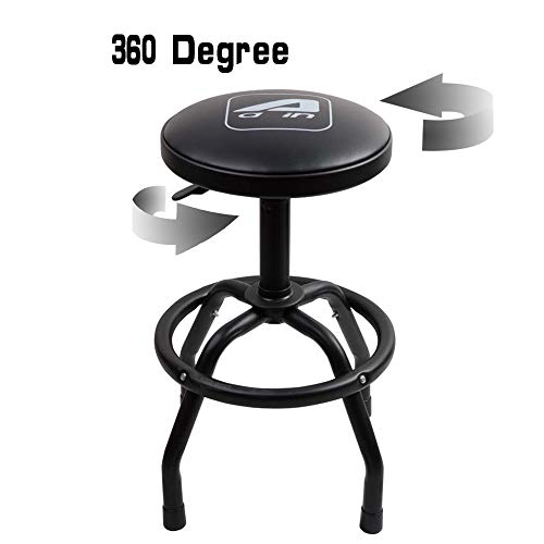 Eisen Est3 Garage Bar Stool, Swivel Adjustable Height Stool, Mechanics Stool For Industrial, Workshop,Auto Repair Shop Seat, Black #TOP2