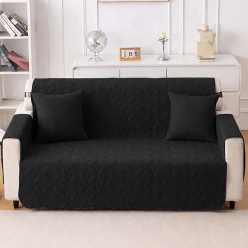 Image of HOKIPO 100% Leakproof Quilted Cushion Cover for Sofa 16x16 Inches, Set of 2, Jet Black (AR-6280-BLK*2)