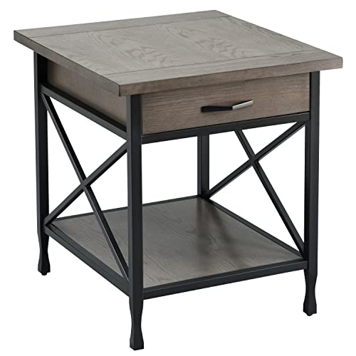 Image of Leick Home Chisel & Forge End Table, 24 inch, Smoke Gray, Matte Black