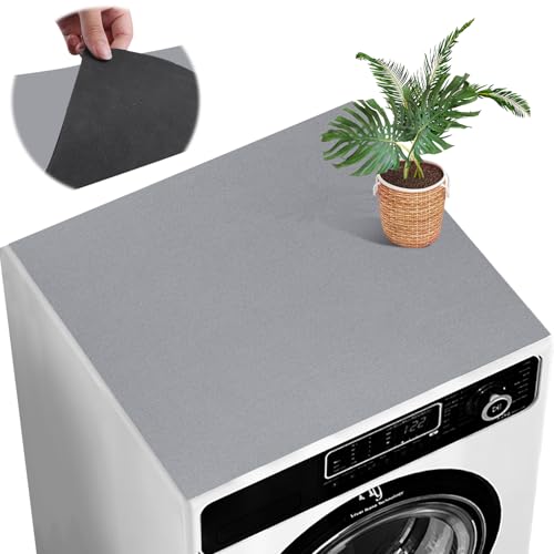Waschmaschinenauflage Waschmaschinenbezug 60x60 cm Waschmaschinenabdeckung Staubschutz Rutschfest Waschmaschine Bezug Abdeckung Küchen Abwaschbar Zuschneidbare (Grau)