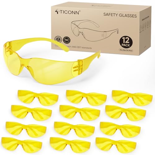 Lunettes de sécurité jaunes anti-fatigue oculaire TICONN pour éclairer la vue