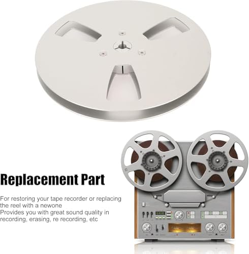 Aluminum Alloy 5 Inch Empty Tape Reel,1/4 Empty Take up Reel to Reel Small Hub,3 Hole Opening Machine Part Silver Design,with 1/4 Inch Tape,Fits for Reel to Reel Recording