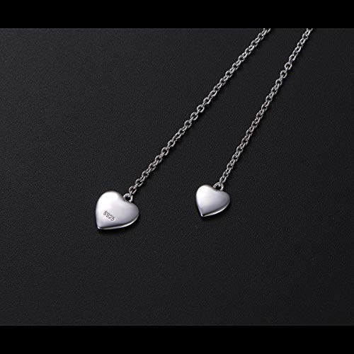 FLYOW Long Chain Dainty Lariat Necklace Simple Style 925 Sterling Silver Heart Pendant Adjustable Y Shaped Necklace Jewelry3