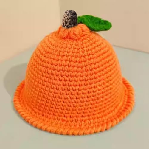 Gorro de punto de calabaza para niños y niñas en invierno 4