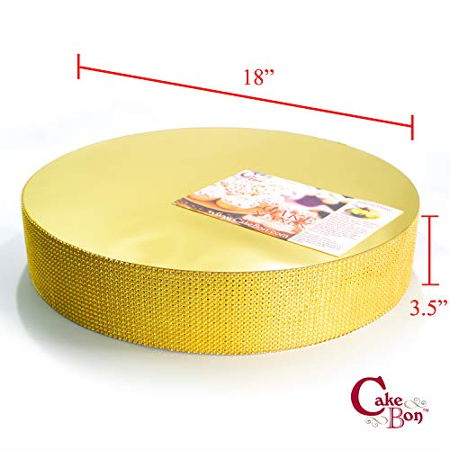 Cakebon Wedding Cake Stand (Gold - 18 Inches - Round) - Gorgeous Cake Display Centrepiece For Wedding Cakes, Cupcakes And Desserts - Strong Lightweight Polystyrene Foam With Faux Rhinestones #TOP1