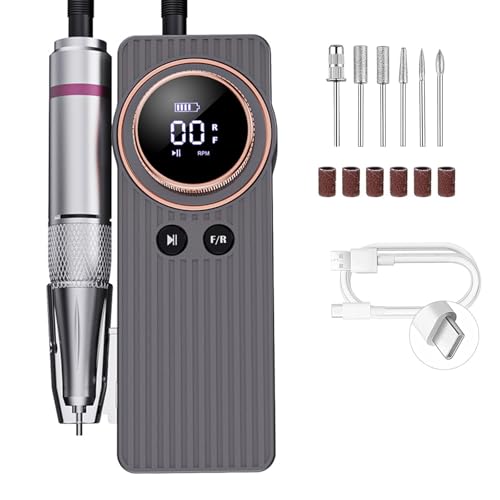 電動ネイルマシン エルエンスタジオ 携帯用ネイルマシーン 電動ネイルマシンキット 充電式ネイルドリル 0-35000RPM スピード調節可能 正逆回転 ジェルネイル研磨 爪やすり 爪磨き マニキュア対応 ビット６個 日本語説明書付き
