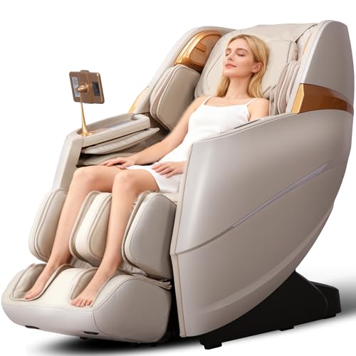 Image of Upgrade 4D Massage Chair Zero Gravity | Massage Chair Full Body and Recliner AI Voice Control Shiatsu Massage Chairs Auto Legrest Calf & Foot Rollers Heated | Program Customization Beige