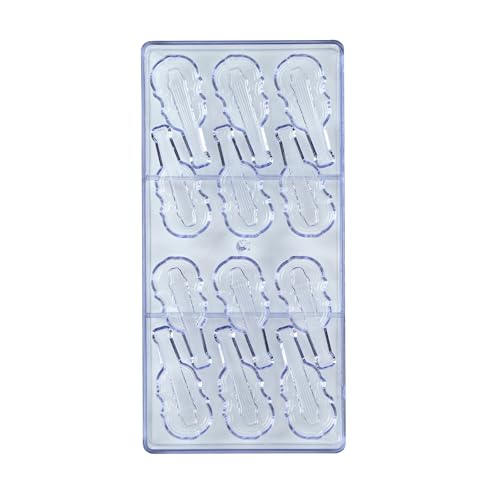 Restaurantware Pastry Tek 10.8 x 5.3 Inch Chocolate Shaping Mold 1 Freezable Candy Mold - 12 Cavities Violin-Shaped Clear Polycarbonate Chocolate Mold Dishwashable Easy To Release by Restaurantware - Image 2