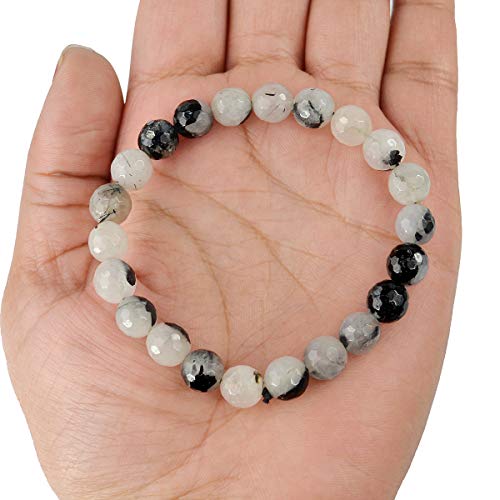 Image of Reiki Crystal Products Natural Crystal Stone 8 mm Faceted Diamond Cut Beads Bracelet for Men & Women | Reiki Charged Gemstone Bracelet | Multiple Stone Variants Available