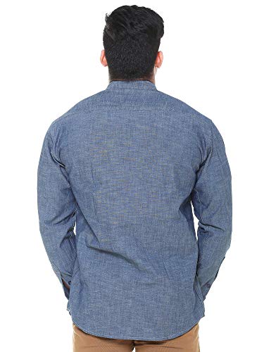 Image of Men's Linen Chinese Collar Full Sleeve Plus Size Short Kurta
