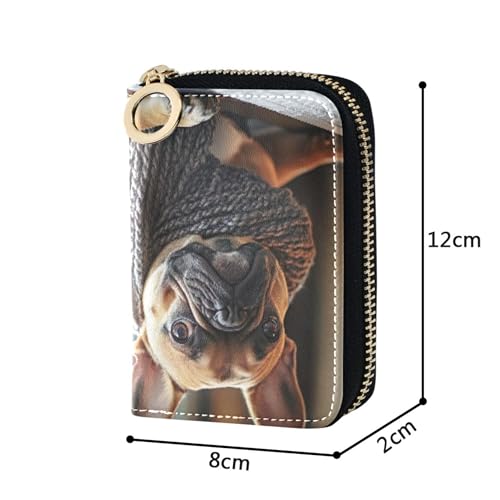 Small Wallet for Women Credit Card Protector RFID Blocking Leather Travel Cash Wallet with Coin Pocket Cute French Bulldog Dog3