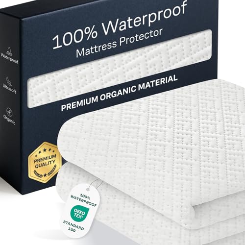 100% Waterproof Queen Mattress Protector - 360 Pad Protection Against Spills, Stains & Accidents for...