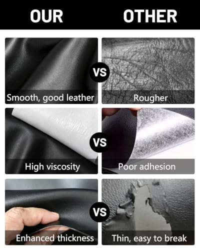 BOUYEER Leather Repair Patch Tape Kit,Self Adhesive Leather Repair for Sofa，Car Seat,Office Chair,Furniture,Jacket,Waterproof Strong Adhesive Vinyl Repair Kit. 4 in x 79 in,Fine Grained Black — view 4