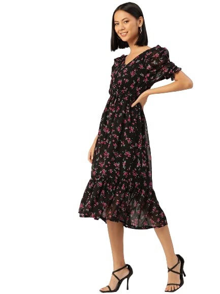 Image of Wisstler Women Midi Dress with Lining,Fashion Dress,MIDI Length Dress