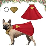 Dog Costume Cape Cosplay Set Red Pet Halloween Cosplay with Soft Collar and Tag Pet Costume for for Dogs or Cats for Christmas Birthday and Parties for 13.4-15'', Small