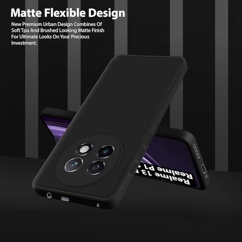 Image of LIRAMARK Silicone Soft Back Cover Case for Realme 13 Plus 5G / Realme P1 Speed 5G (Black)