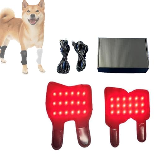 GXLDIANPU Pet Red Light Physical Therapy Pad, Wearable Calf Heating Pad, 660nm & 850nm Infrared Heating Wrap, 18pcs LED Light Beads, 30-minute Timer, USB Charging for Dogs, Cats, Horses