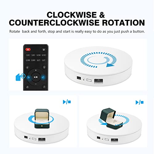 BAOSHISHAN Photography Turntable 13.7inch/110LB, 360 Degree Motorized Rotating Display Stand with Remote Control, Electric Turntable for Photography Products or Short Video, 110V-220V(White) - Thumbnail 4