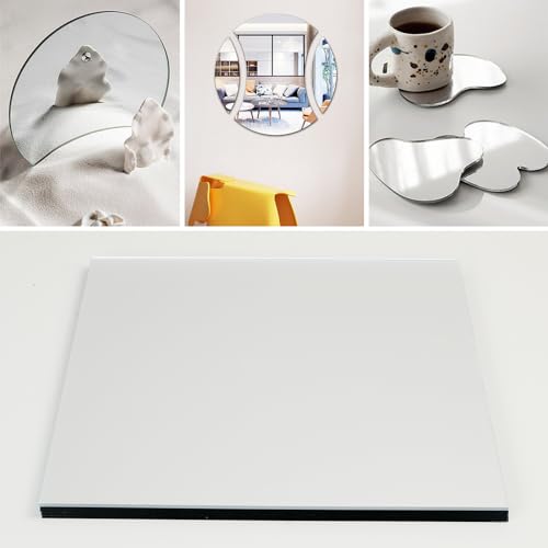 Image of Silver Mirror Acrylic Sheets, 5 Pack 12 inch x 12 inch Square Sheets, 1 /8 inch Thick (3mm) Rigid Tinted Mirror Acrylic Plexiglass